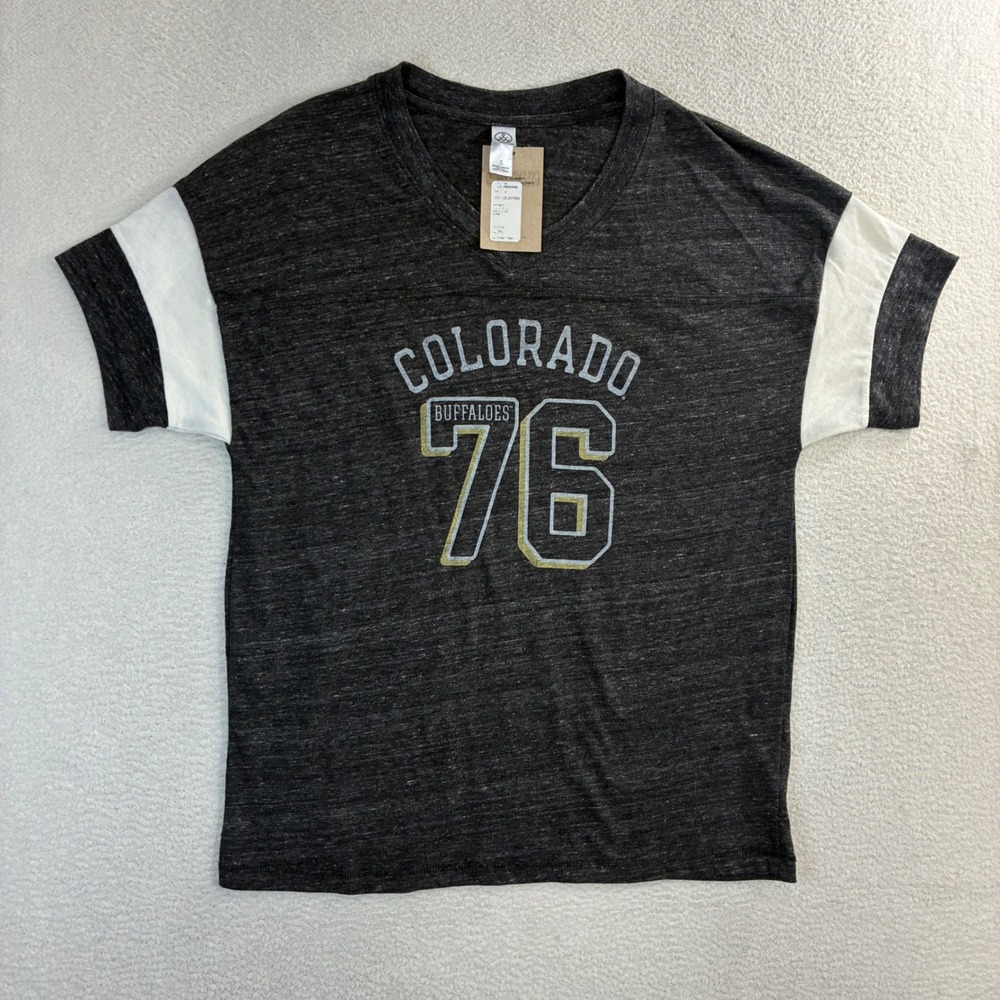 University Colorado Buffaloes‎ T Shirt Women S Gray Football College Summer NWT